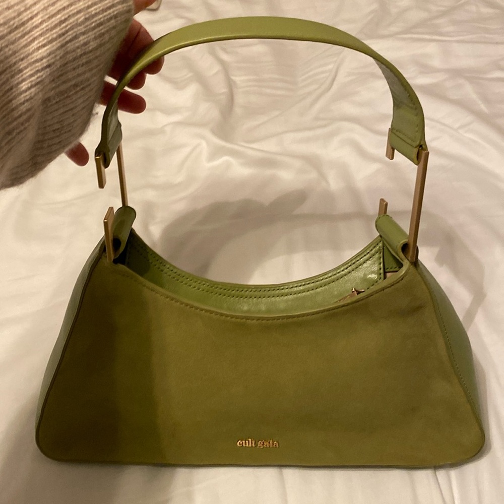 Real Leather/Suede Palm Green Shoulder Bag Cult Gaia